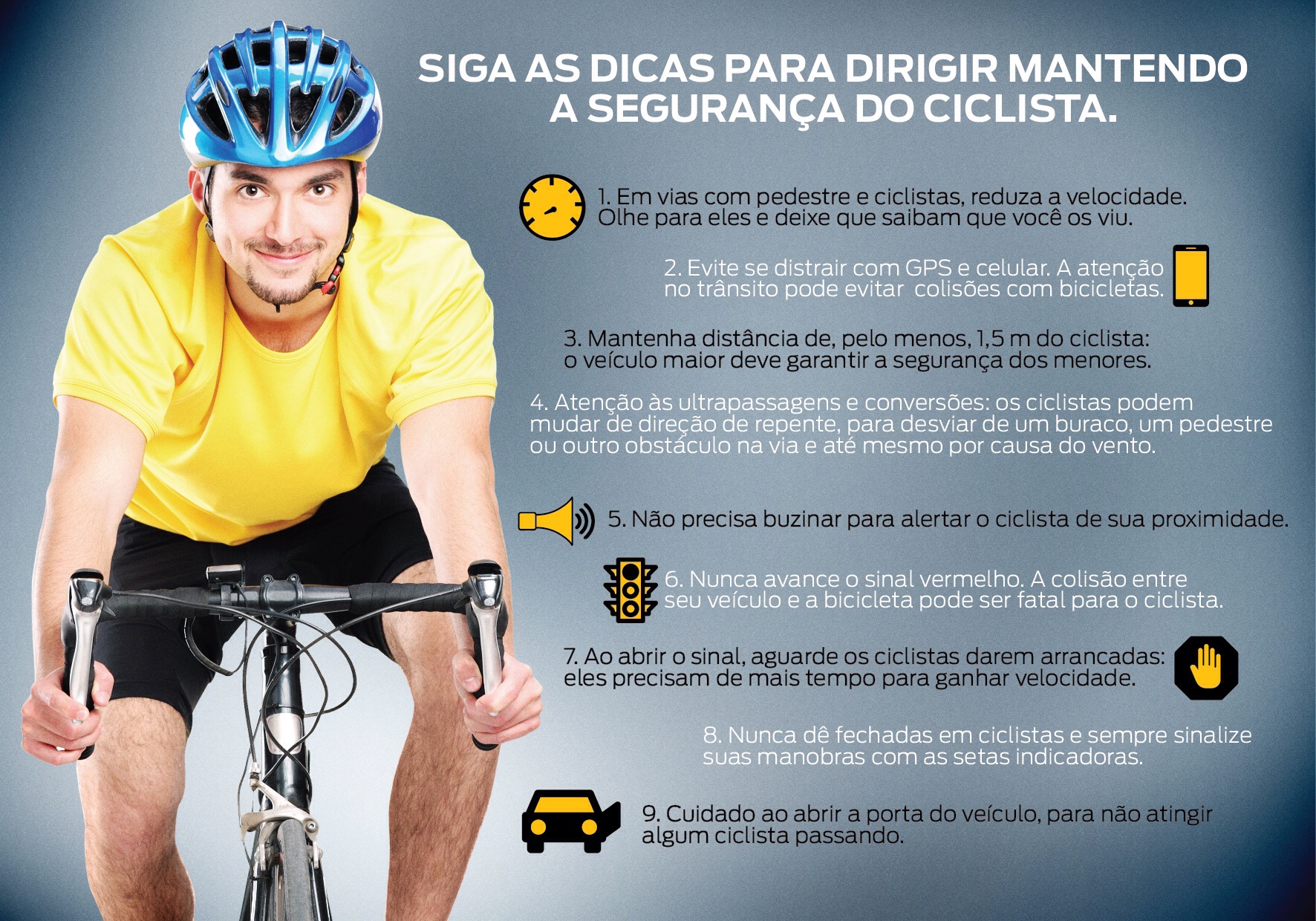 Sinal em forma de diamante com uma bicicleta alertando os